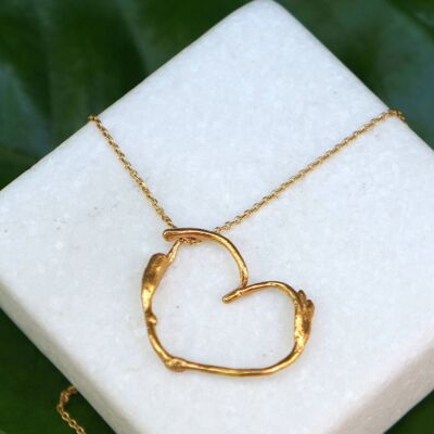 Pressed flower, Real Jasmine plant Twig Heart Necklace on Go
