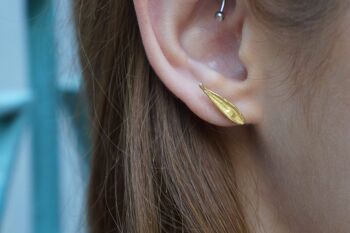 Boucles d'oreilles Tiny Olive Leaf Stud 14k Gold on Sterling Recycled 3