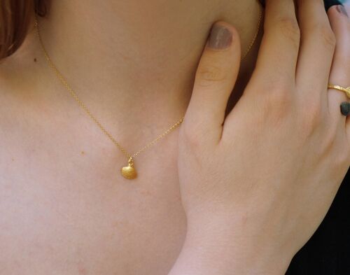 Tiny Gold Necklace. Real Sea Shell Pendant on chain. 14k Gol