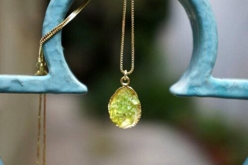 Necklace Limpet Pendant with Chain and Green Murano raw ston x