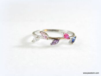 Bague en argent sterling pour femme avec zircons multicolores. Natu 2