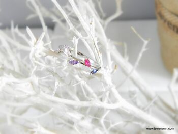 Bague en argent sterling pour femme avec zircons multicolores. Natu 3