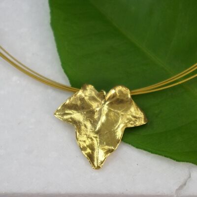 Real Ivy Leaf Necklace, 14k Gold on sterling Silver 925 Pend