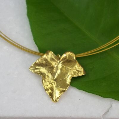 Real Ivy Leaf Necklace, 14k Gold on sterling Silver 925 Pend