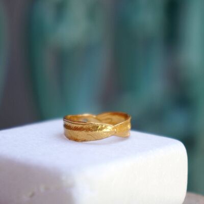 Anello d'oro Anello foglia d'ulivo, fede nuziale 18k 14K 9k