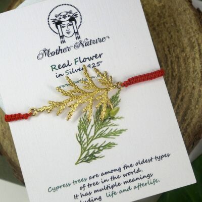 Cypress Leaf Woven Botanical Makramee vergoldetes Armband