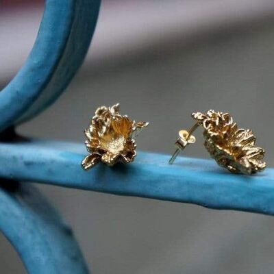Sterling Silver plant earrings from Wild Daisy flower, Goldp