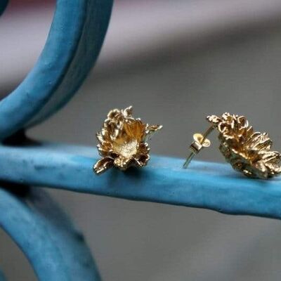 Sterling Silver plant earrings from Wild Daisy flower, Goldp