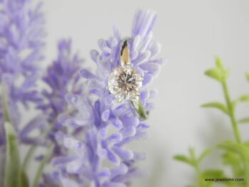 Bague de fiançailles saphir blanc classique, argent sterling 3