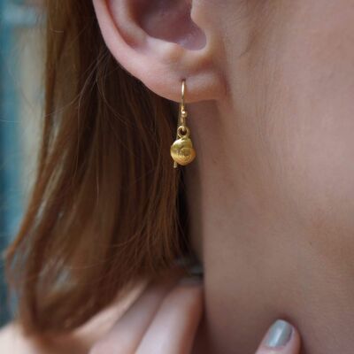 Solid Gold Real Sea Shell Earrings for Women, Dainty Everyda