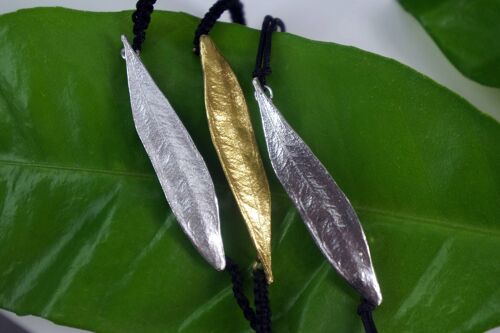Men and Women Macrame Bracelet Olive Leaf on sterling silver