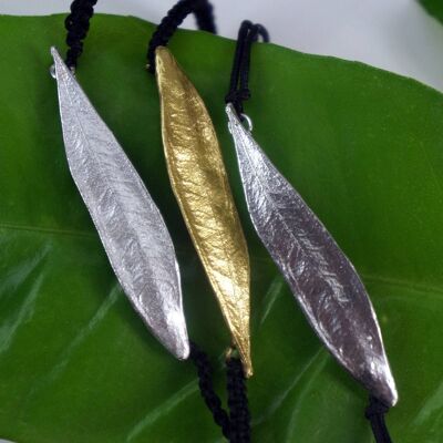 Men and Women Macrame Bracelet Olive Leaf on sterling silver