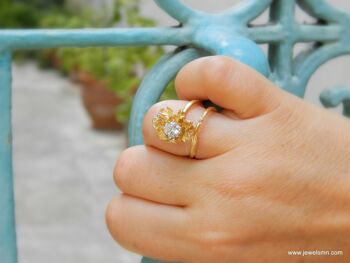 Bague de promesse de branche en or massif de qualité supérieure, taille de laboratoire Daimond, Da 3