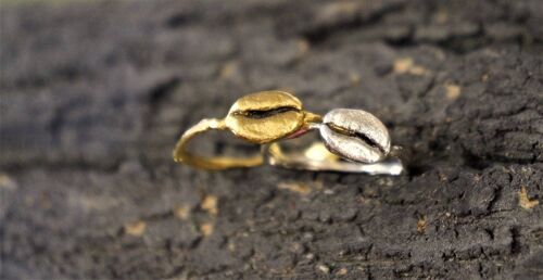 REAL Coffee Beans sterling Silver Ring,Coffee jewelry,Minima