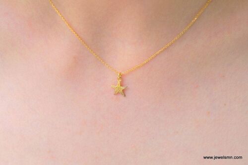 Real Tiny starfish necklace 14k gold in sterling silver.Star