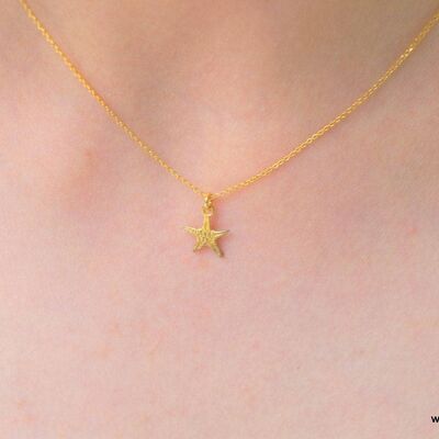 Real Tiny starfish necklace 14k gold in sterling silver.Star