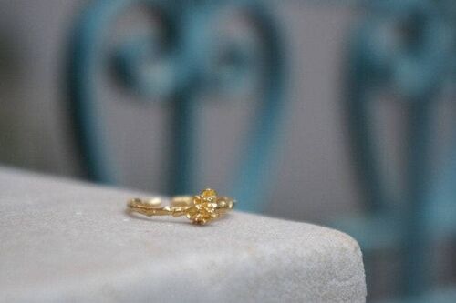 Bud Flower Statement Engagement Ring For Women, Goldplated.