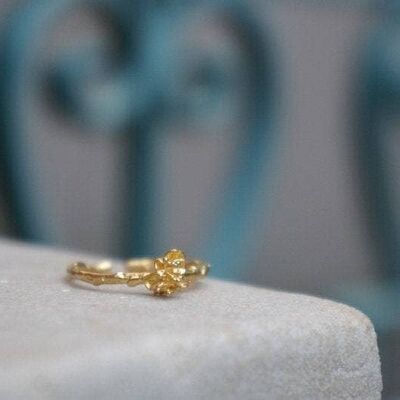 Bud Flower Statement Engagement Ring For Women, Goldplated.