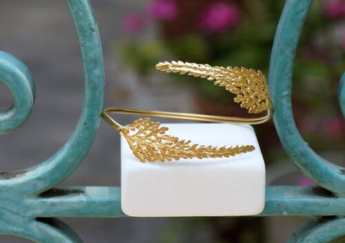 Fern Leaf cuff Bracelet 14k gold on sterling recycled silver