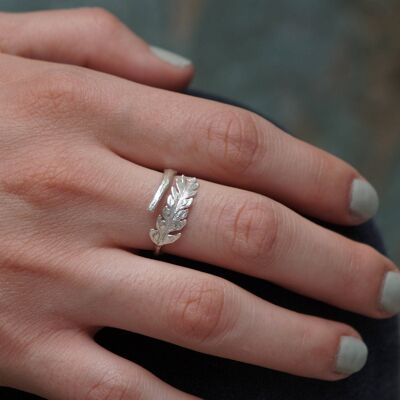 Sterling Silver Fern Leaf Ring for Women.
