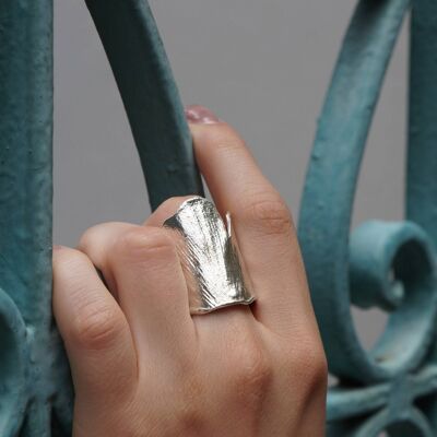 Anillo Ginkgo, Hoja real en Plata de ley.