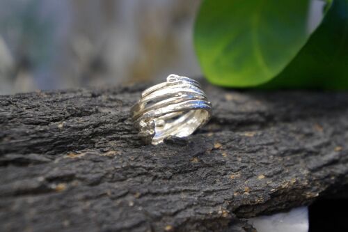 Twig Sterling Silver Wide Band Ring for men and women.