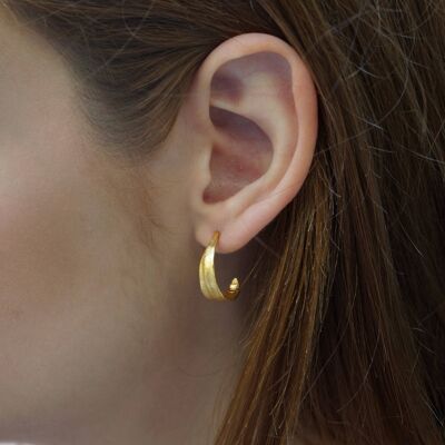Boucles d'oreilles créoles feuille d'olivier pour femmes et hommes en or 14 carats sur sterl
