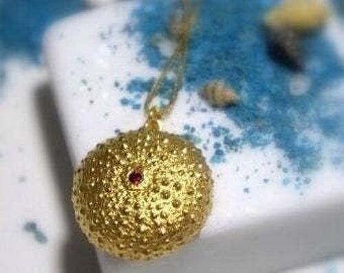 Real Sea Urchin Necklace Goldplated cast in sterling
