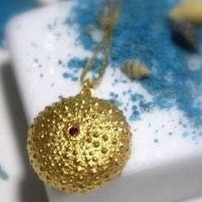 Real Sea Urchin Necklace Goldplated cast in sterling