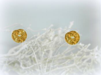 Boucles d'oreilles cercle en feuille d'or pour femmes. Bijoux naturels 1