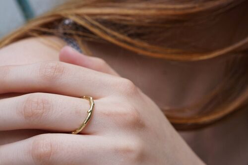 Real Gold Band wedding Ring,Solid Gold Nature Inspired Ring