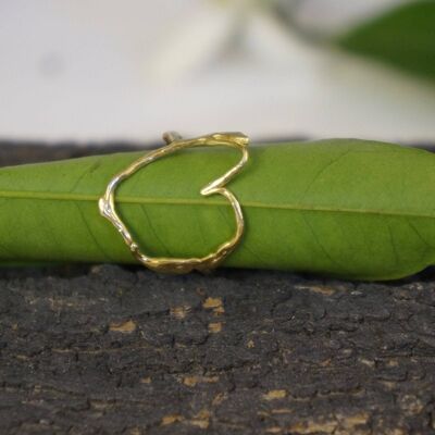Jasmine plant Twig ring in Sterling Silver, heart Branch rin