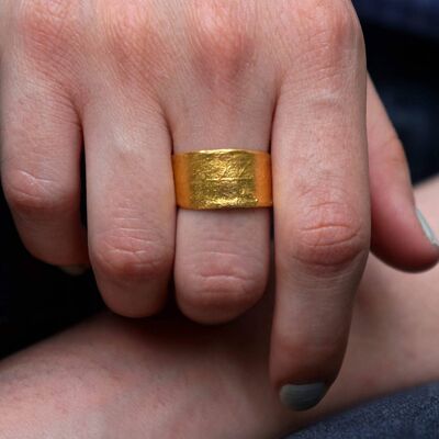 Statement Band Olive Leaf Ring Goldplated.