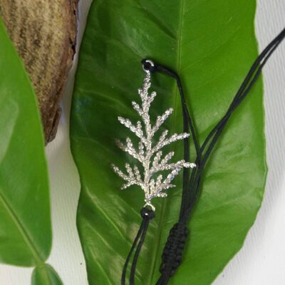 Cypress Leaf, Woven Botanical Macrame Bracelet in Sterling