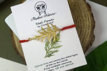 Feuille de cyprès, bracelet en macramé botanique tissé en sterling 4