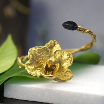 Bijou orchidée Bracelet véritable pot d'orchidée en argent recyclé avec B