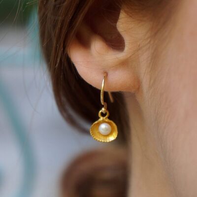 Boucles d'oreilles perle de mer en or massif 9k - 14k - 18k