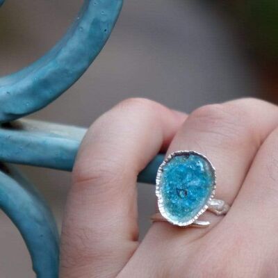 Conjuntos de joyas azul claro turquesa, Concha de lapa plateada, Elega