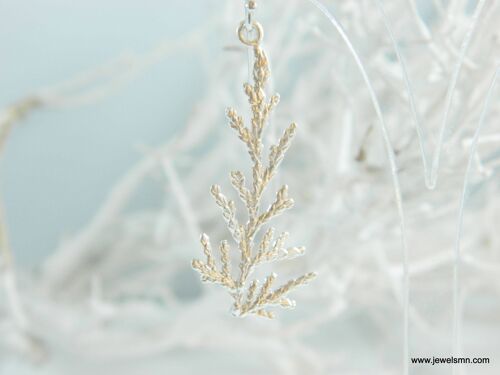 Botanical Dangle earrings for women Real Cypress Leaf