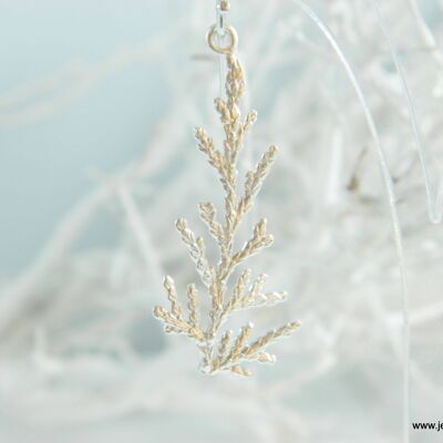 Botanical Dangle earrings for women Real Cypress Leaf