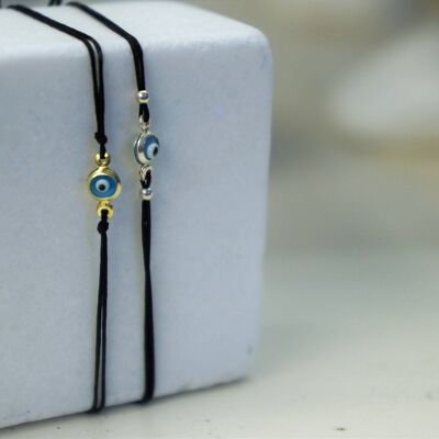 Evil Eye Bracelet or Anklet, Adjustable Cord Anklet with