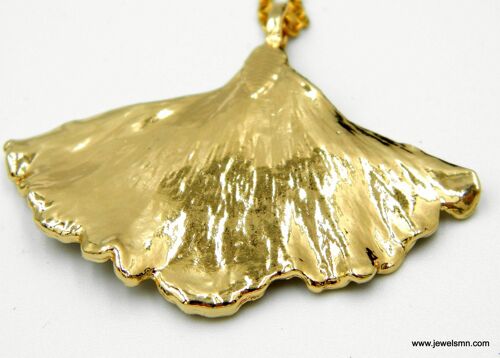 Gingko leaf Pendant necklace 18K gold dipped leaf. Real Gink