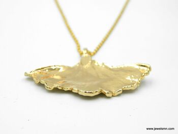 Collier pendentif feuille de gingko feuille d'or trempée en or 18 carats. Vrai Gink 3