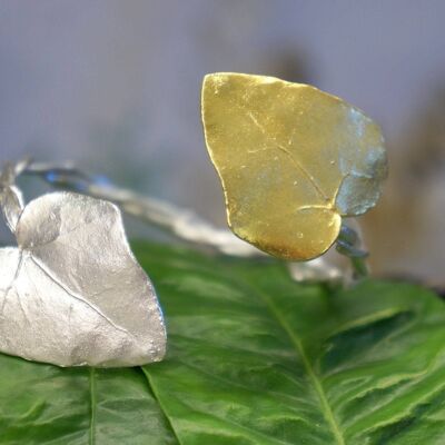 Cuff bracelet, Branch and Ivy Leaf in sterling silver