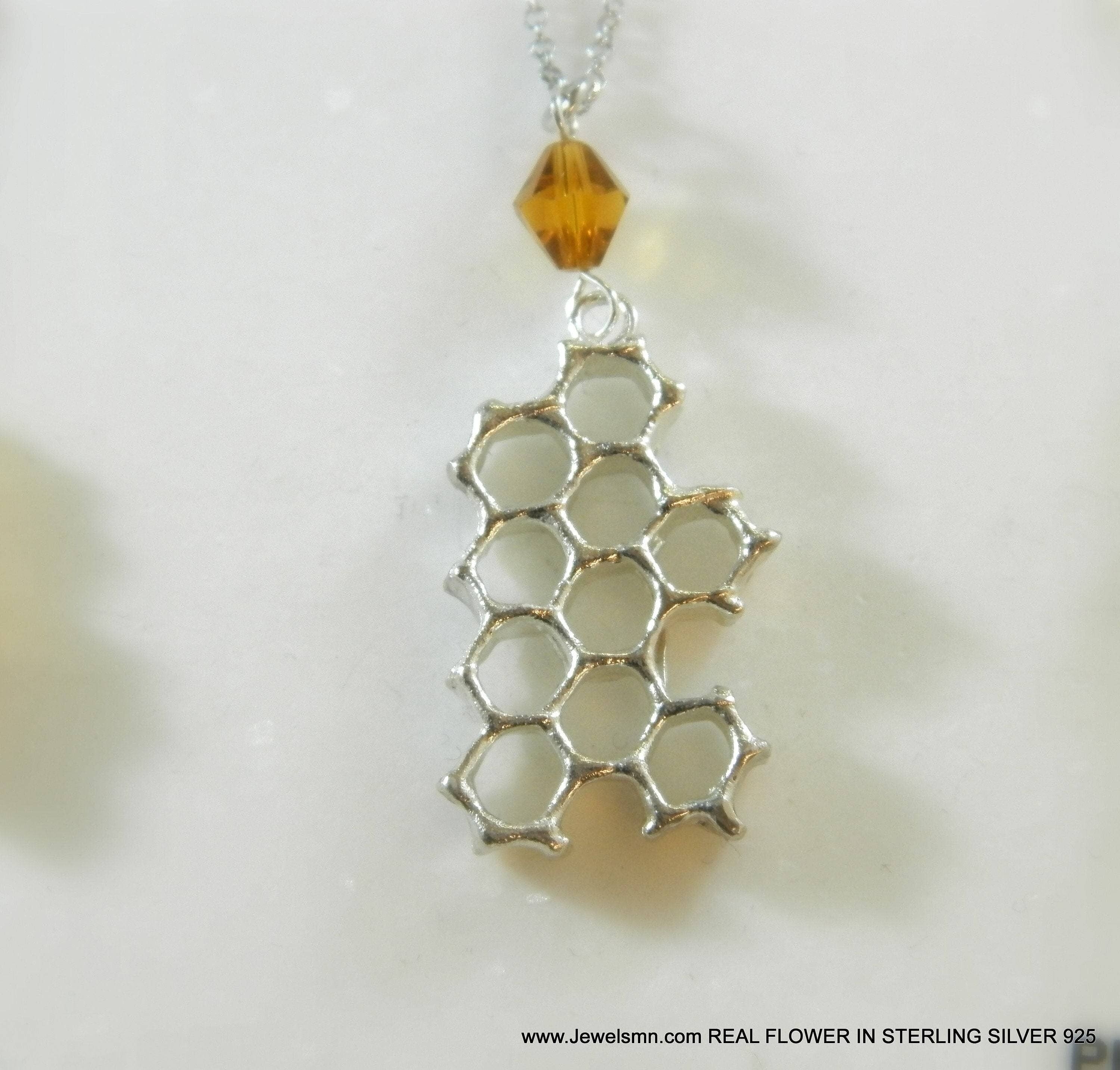 Collier abeille, vrai collier nid d'abeille pour femme x