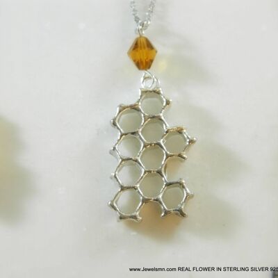 Bee necklace,Real honeycomb necklace for women x