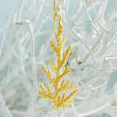 Orecchini botanici pendenti da donna Vero cipresso oro 14k