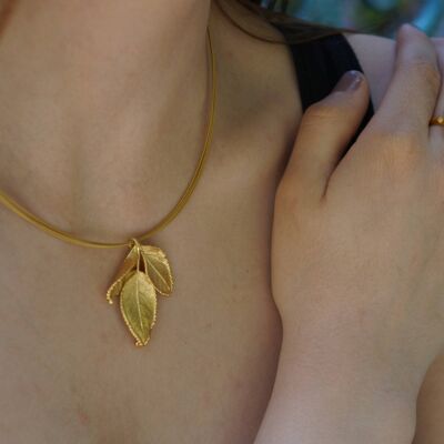 Bridal Jewelry SET 14k Gold on sterling silver, Rose Leaf