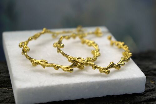 14k Gold hoop Plant earrings for Women on sterling silver