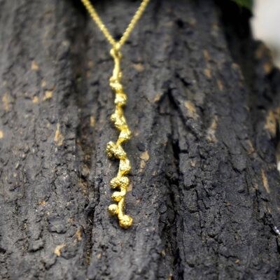 Collar de rama de oro macizo de joyería inspirada en la naturaleza para mujer